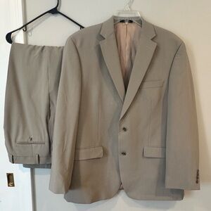 Calvin Klein Mens Khaki Suit 2 Button Cuffed Pants J: 44R, P: 35x31